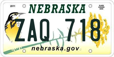 NE license plate ZAQ718
