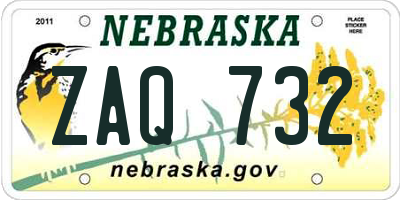 NE license plate ZAQ732