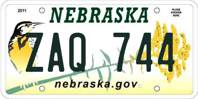 NE license plate ZAQ744