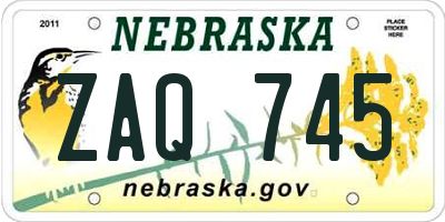 NE license plate ZAQ745