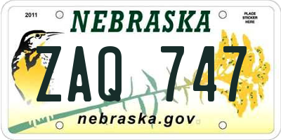 NE license plate ZAQ747