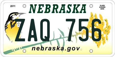 NE license plate ZAQ756
