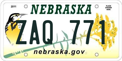 NE license plate ZAQ771