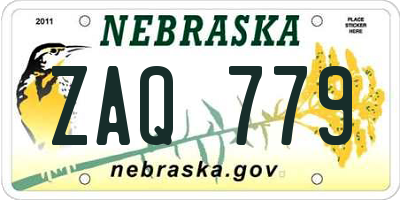 NE license plate ZAQ779