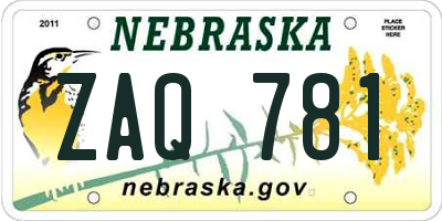 NE license plate ZAQ781