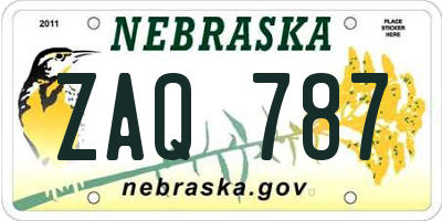 NE license plate ZAQ787