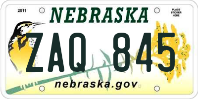 NE license plate ZAQ845