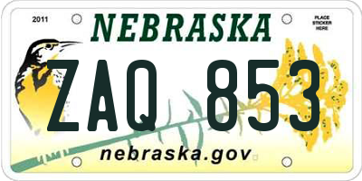 NE license plate ZAQ853