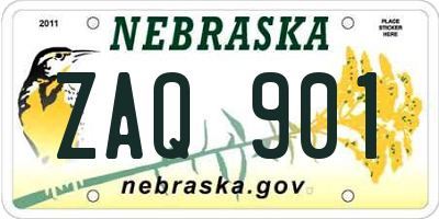 NE license plate ZAQ901