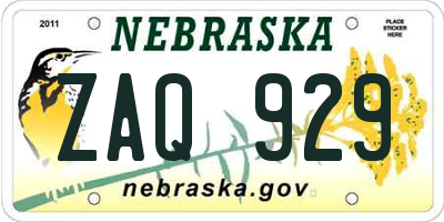 NE license plate ZAQ929