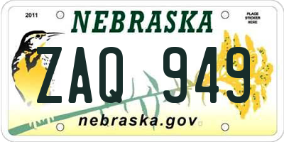 NE license plate ZAQ949