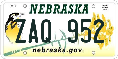 NE license plate ZAQ952