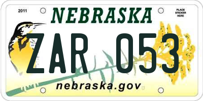 NE license plate ZAR053
