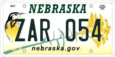 NE license plate ZAR054