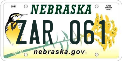 NE license plate ZAR061