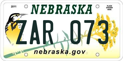 NE license plate ZAR073