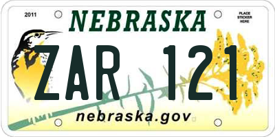 NE license plate ZAR121