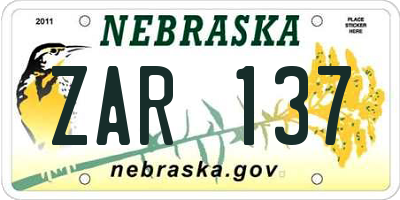 NE license plate ZAR137