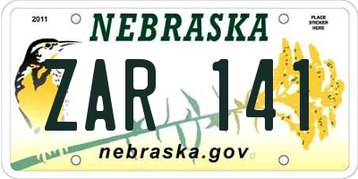NE license plate ZAR141
