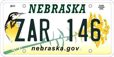 NE license plate ZAR146