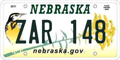NE license plate ZAR148