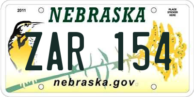 NE license plate ZAR154