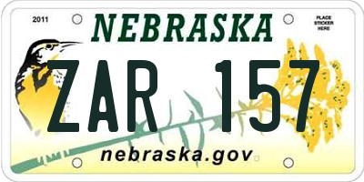 NE license plate ZAR157