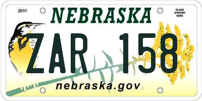 NE license plate ZAR158