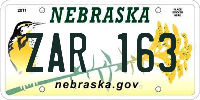 NE license plate ZAR163