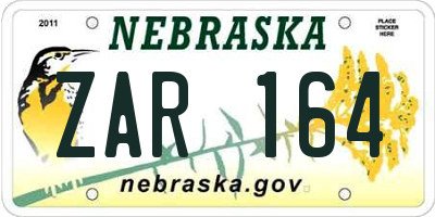 NE license plate ZAR164