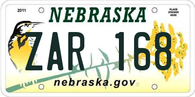 NE license plate ZAR168