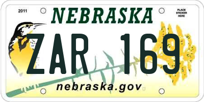 NE license plate ZAR169