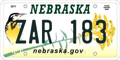 NE license plate ZAR183