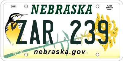 NE license plate ZAR239