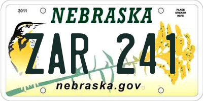 NE license plate ZAR241