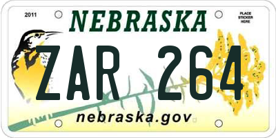 NE license plate ZAR264
