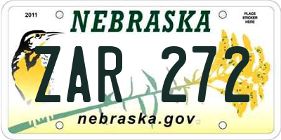 NE license plate ZAR272