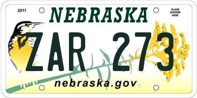 NE license plate ZAR273