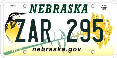 NE license plate ZAR295