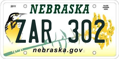 NE license plate ZAR302