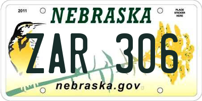 NE license plate ZAR306