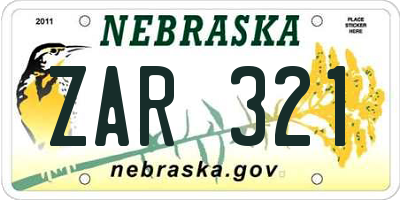 NE license plate ZAR321