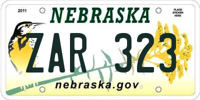NE license plate ZAR323