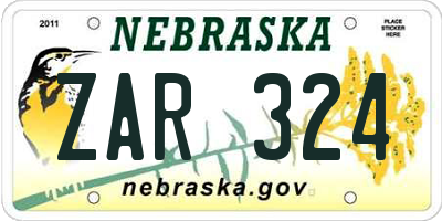 NE license plate ZAR324