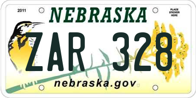 NE license plate ZAR328