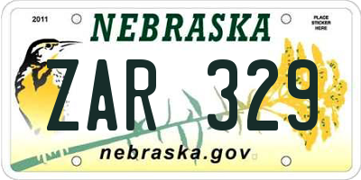 NE license plate ZAR329