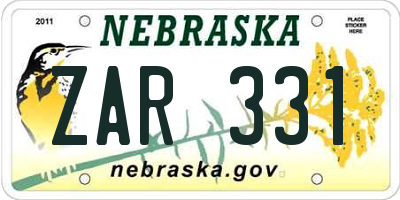 NE license plate ZAR331