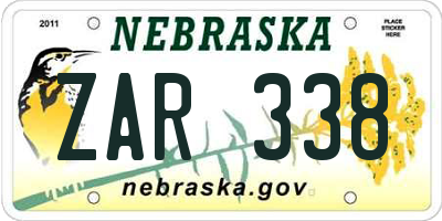 NE license plate ZAR338