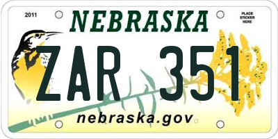 NE license plate ZAR351
