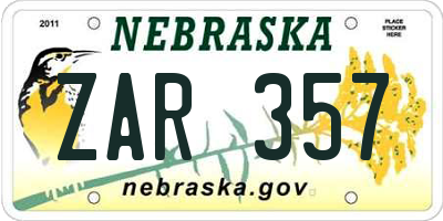 NE license plate ZAR357